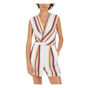 SPEECHLESS Womens Sleeveless V Neck Romper